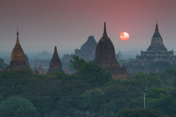 Beautiful sunset at Bagan, Myanmar.