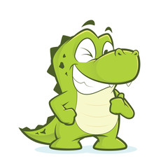 Obraz premium Krokodyl lub aligator pokazujący kciuki do góry i mrugający