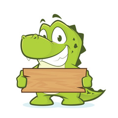 Fototapeta premium Crocodile or alligator holding a plank of wood