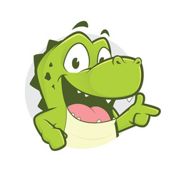 Obraz premium Crocodile or alligator with gun finger gesture and circle shape
