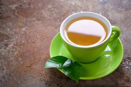 Cup of fresh green tea