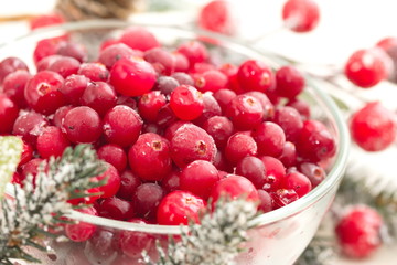 Frozen cranberry in a bowl