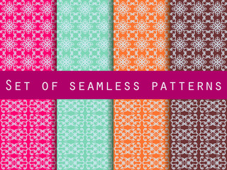 Set of seamless patterns. Geometric patterns. The pattern for wallpaper, tiles, fabrics and designs. Vector illustration.