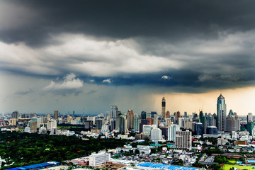 Bangkok view on cloudy and rainy days.