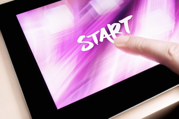 Start Handschrift pink lila Tablet Computer Business