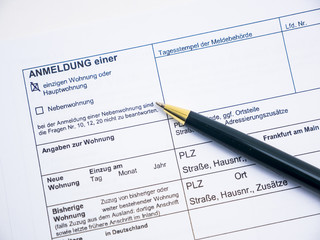 Symbolbild: Formular , Anmeldung einer Hauptwohnung