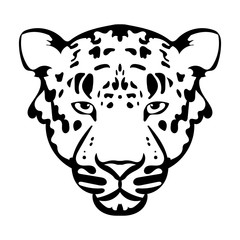 Naklejka premium Vector illustration of leopard face black and white tattoo