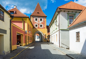 Fototapeta na wymiar Old street in Cesky Krumlov, Czech Republic