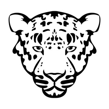 Vector illustration of leopard face black and white tattoo