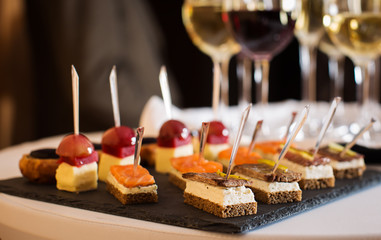 Canapes at the buffet table