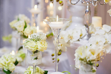 Beautiful table set for an event party or wedding reception