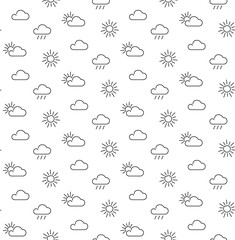 Weather sun clouds seamless pattern
