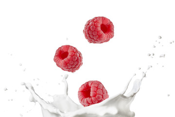 Milk Splash With Raspberries