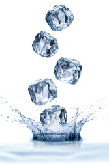 Water Splash With Ice Cubes