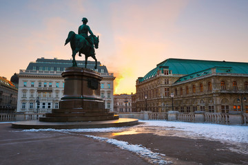 Monument in front of Albertina in the city center of Vienna, Austria.
