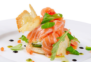 The salmon with cream cheese closeup