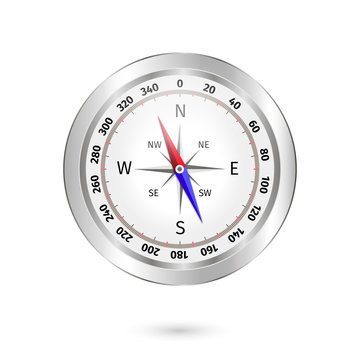 metal compass on white background