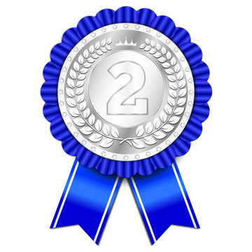 awesome silver badge with blue ribbon