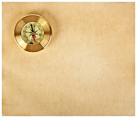Old paper texture with golden compass