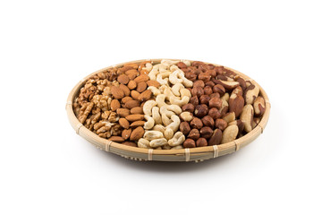 Mix nuts in wicker basket