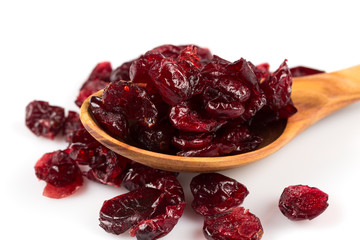 Dried cranberries  on white