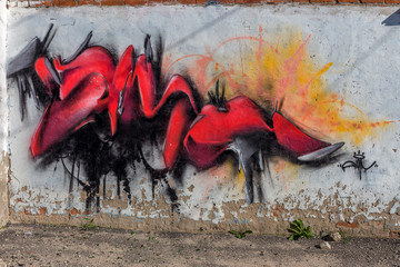 Beautiful street art graffiti. Abstract creative drawing fashion