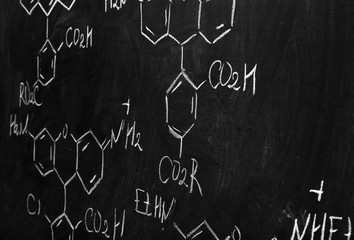 School blackboard with formulas
