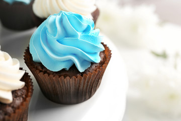 Cupcakes on dish closeup