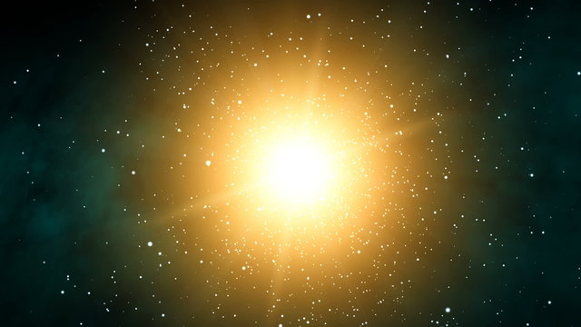Galaxy Sunshine (30fps). Orbiting through stars around the massive bright center of a galaxy in far off in outer space.