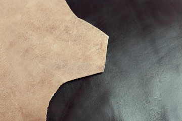 Black leather texture close up