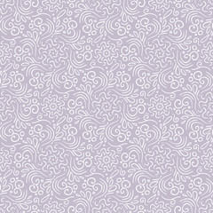 Vector seamless pattern with delicate doodle ornaments on violet background