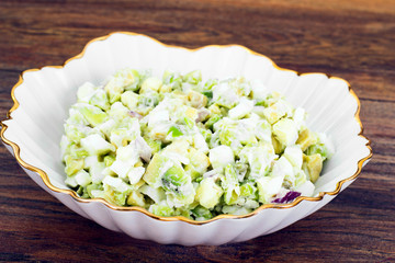 Salad with Avocado, Boiled Eggs, Red Onion and Mayonnaise