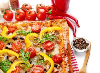 Foto op Canvas Freshly homemade pizza isolated on white © Africa Studio
