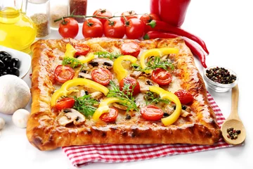 Photo sur Plexiglas Herbes 2 Pizzas fraîchement faites maison