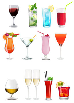 Set - Collection of different alchoolics and soft drinks - Clip art set