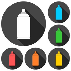 Spray icons set with long shadow