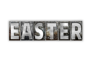 Easter Concept Isolated Metal Letterpress Type