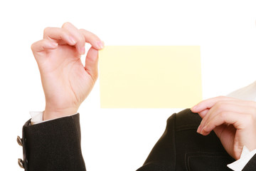 Obraz premium Ad. Blank card in hands of businesswoman