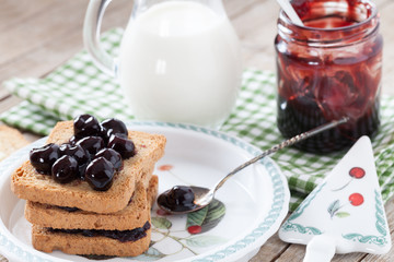 Rusks And Sour Cherries Jam