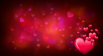 valentines day background with red heart shapes