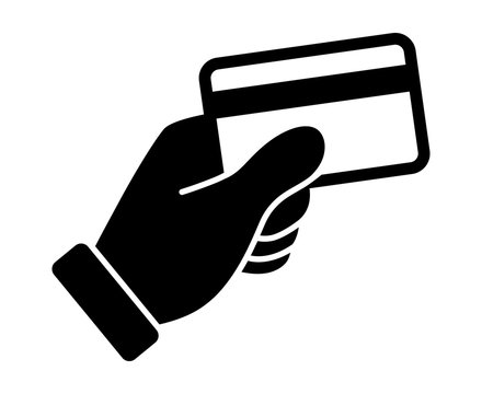 Hand swipe credit card during purchase flat icon for apps and websites