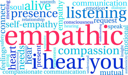 Empathic word cloud on a white background. 