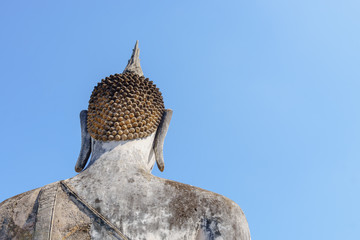 SUKHOTHAI, THAILAND - January 3, 2016: Ancient Buddha Statue at Sukhothai historical park, Mahathat Temple, Thailand.