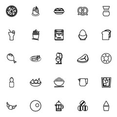 Easy meal line icons on white background