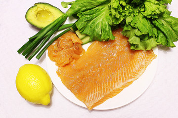 Sirloin of fresh salmon on a plate