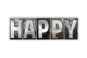 Happy Concept Isolated Metal Letterpress Type