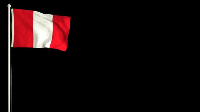 Peruvian flag waving in the wind with PNG alpha channel for easy project implementation.