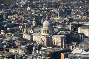 Fototapeta na wymiar Millennium bridge and St. Paul, London, top view