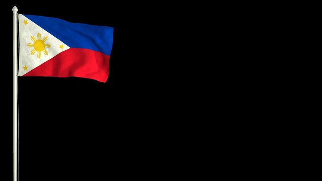 Philippine flag waving in the wind with PNG alpha channel for easy project implementation.