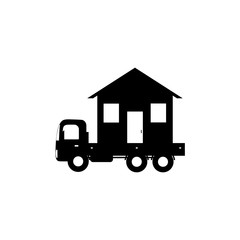 vector icon mobile home, black silhouette